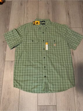 Carhartt Green Plaid Short Sleeve Button-Down Shirt NWT Men’s